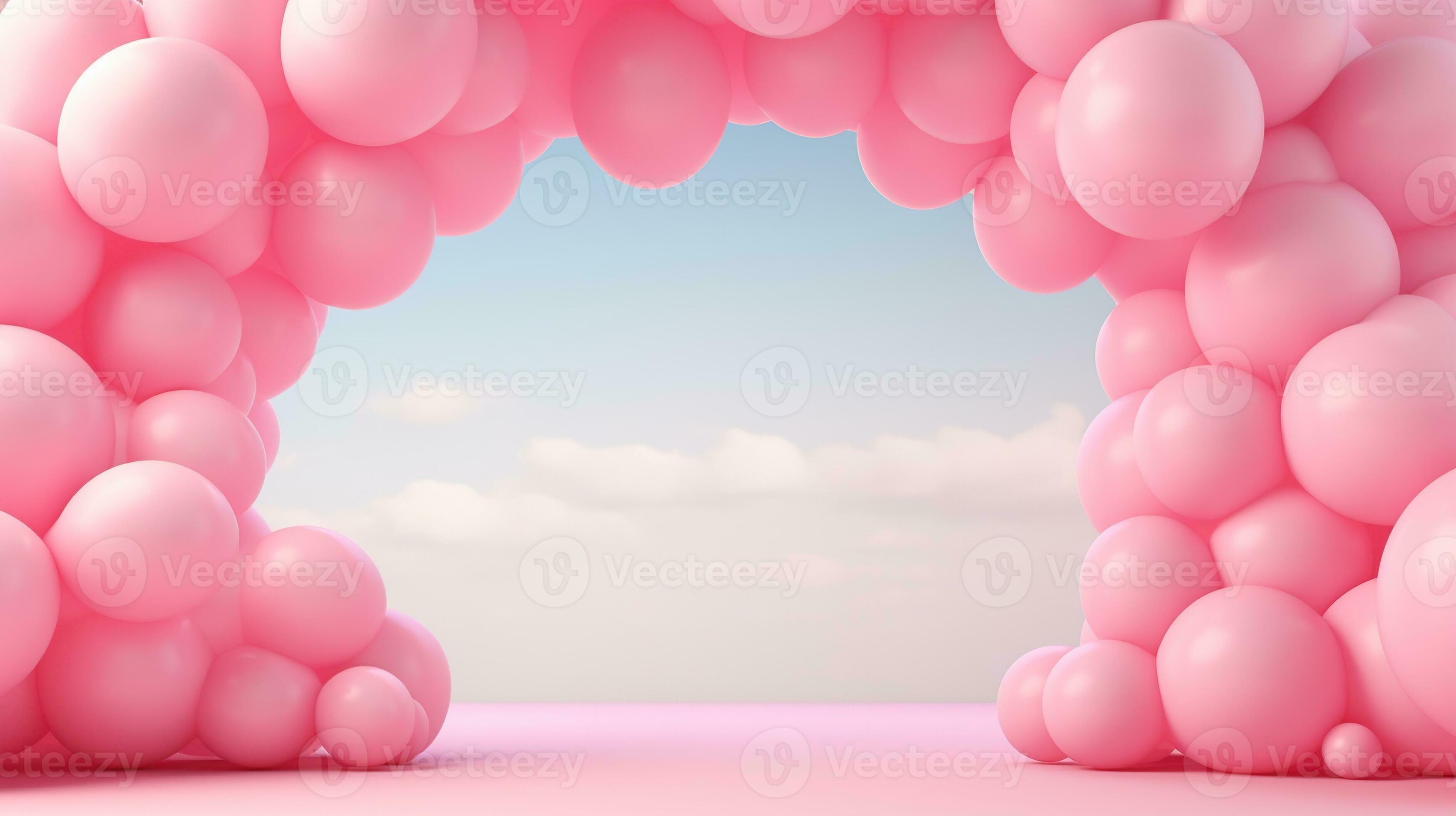 generativo ai, arco di rosa palloncini. compleanno festa per ragazza 3d  sfondo, doccia. modello, modello per saluto carta 28888838 Stock Photo su  Vecteezy