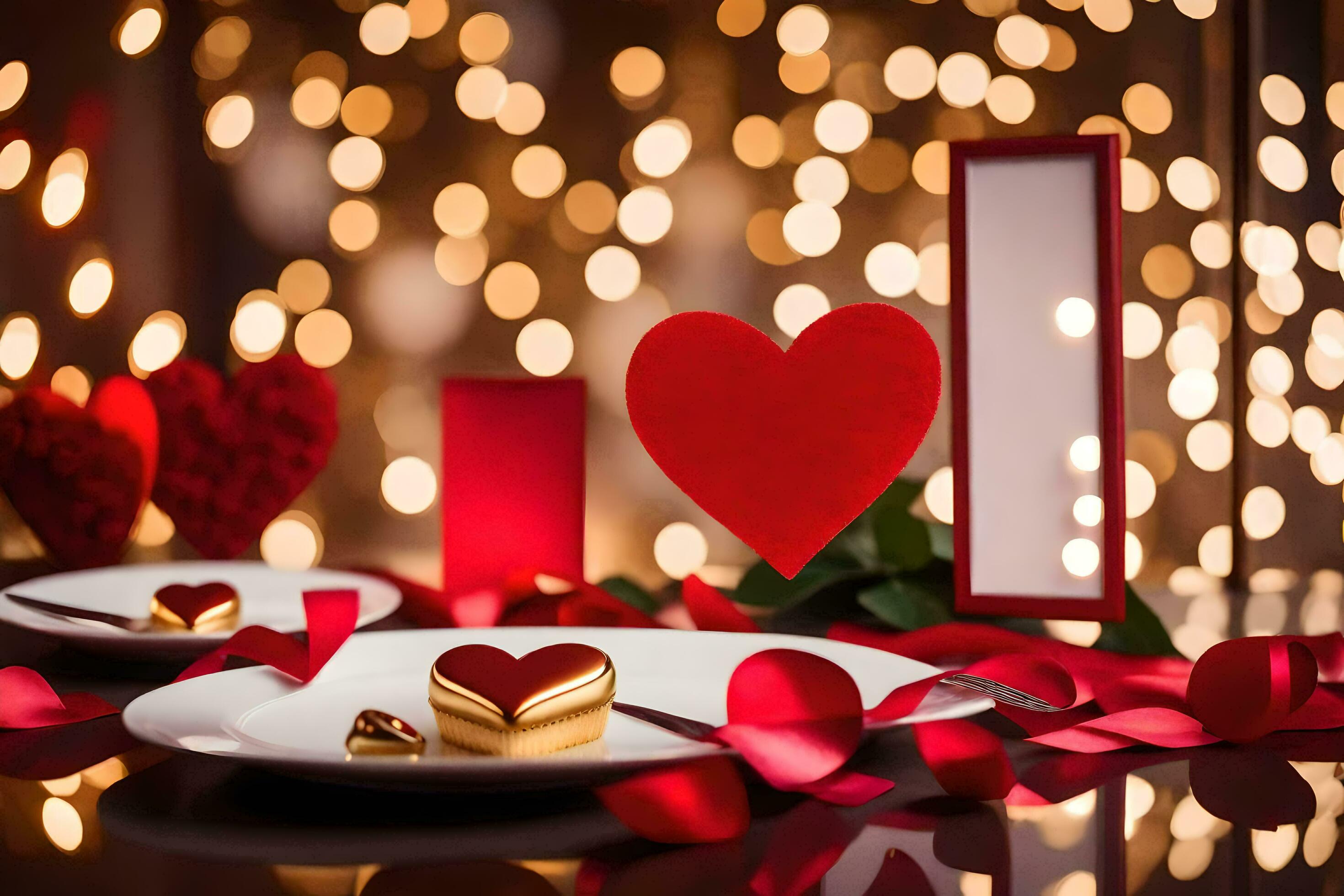 San Valentino giorno cena tavolo con rosso cuore e rosso cioccolatini.  ai-generato 30278544 Stock Photo su Vecteezy