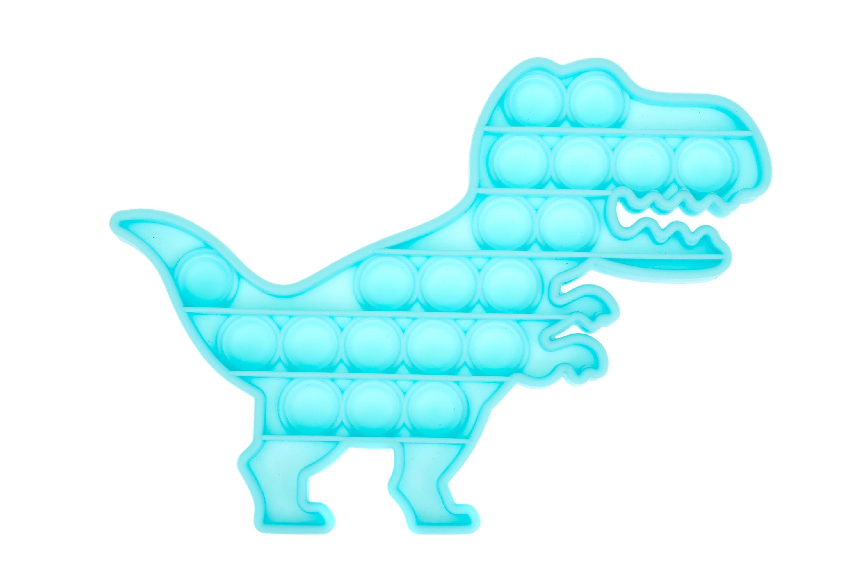 fossetta semplice dinosauro blu, pop it. giocattolo antistress alla moda e moderno per bambini e adulti foto