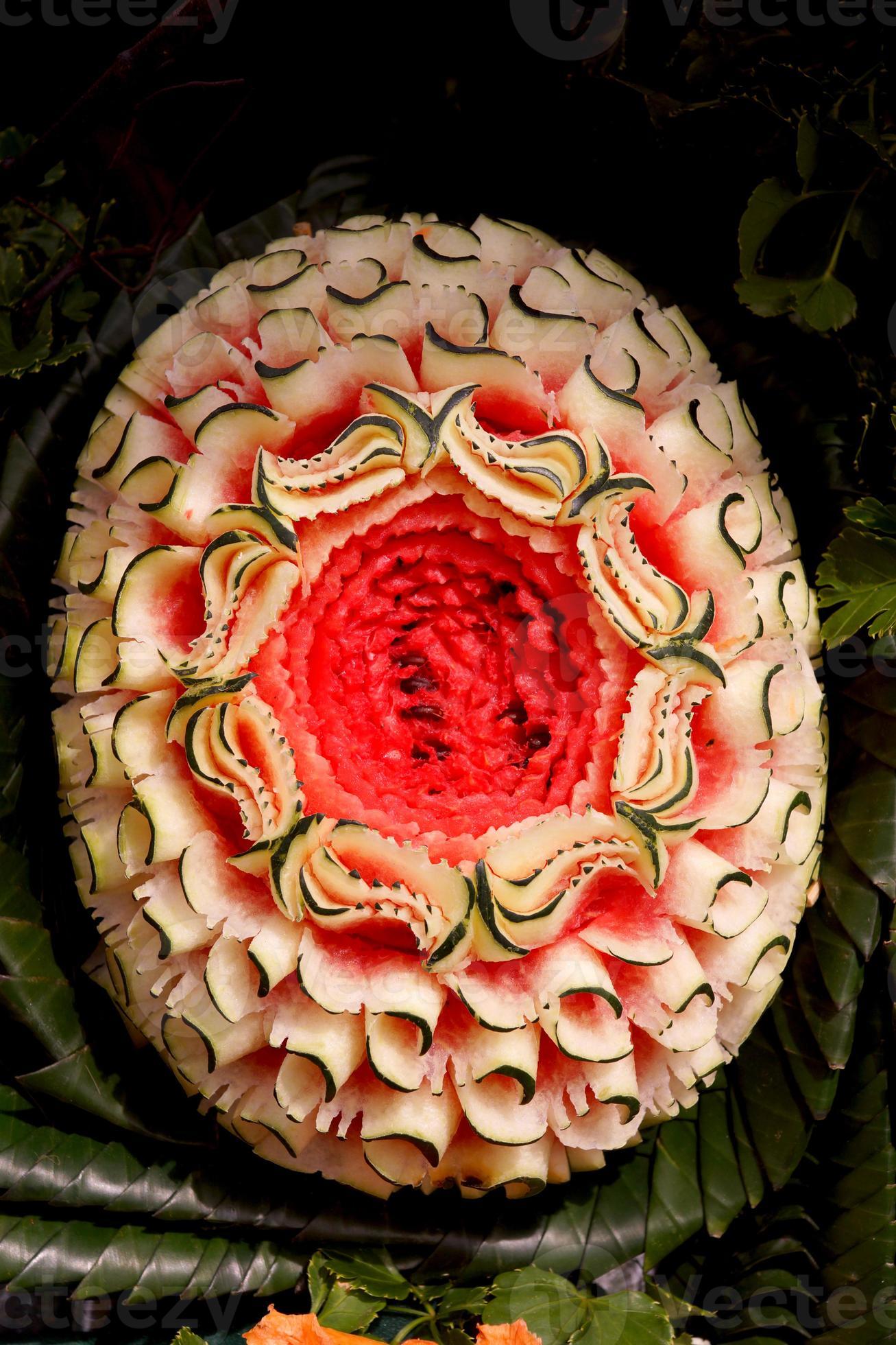 cultura di cerimonia nuziale della scultura della frutta della Tailandia. foto