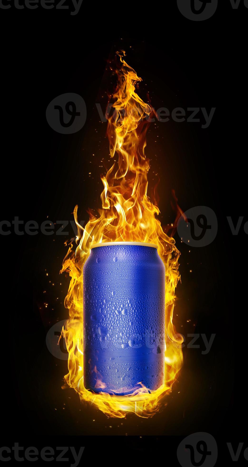 lattine di bibite fredde in fiamme. concetto di bevanda rinfrescante per  l'estate. rendering 3d 9236162 Stock Photo su Vecteezy