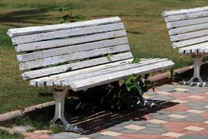 panchina per il riposo nel parco cittadino. foto