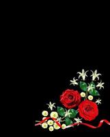 fiori rose e campane isolati su sfondo nero foto