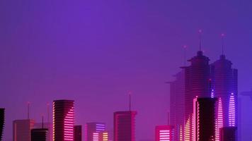 Rendering 3D della scena del paesaggio della mega città di cyber night. luce incandescente e riflessione sulla scena della tecnologia oscura. vita notturna. rete tecnologica per 5g. oltre il futuristico della capitale fantascientifica e della scena edilizia. foto