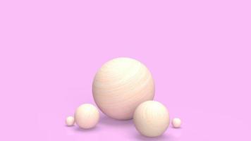 la sfera di legno su sfondo rosa per il rendering 3d astratto foto