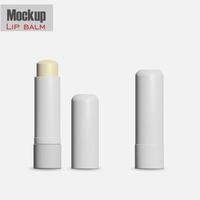 realistico 3d dettagliato bianco bianco balsamo per labbra modello mockup set cosmetico femminile per la cura. illustrazione 3d di rossetto. mockup di imballaggio realistico balsamo per labbra verde lucido. illustrazione vista frontale. foto