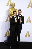 los angeles, 28 febbraio - jimmy napes, sam smith all'88° premio annuale dell'accademia, sala stampa al teatro dolby il 28 febbraio 2016 a los angeles, ca foto