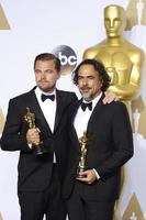 los angeles, 28 febbraio - leonardo dicpario, alejandro gonzalez inarritu all'88° premio annuale dell'accademia, sala stampa al teatro dolby il 28 febbraio 2016 a los angeles, ca foto