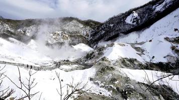 noboribetsu onsen e ponte Hell Valley neve inverno foto