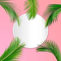 modello di foglie di palma verde per il concetto di natura, foglia tropicale su sfondo di carta pastello foto