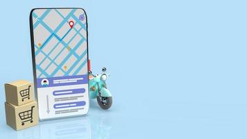 l'applicazione mobile per il rendering 3d del concetto di business di consegna foto