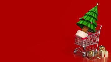 il natale nel carrello per il rendering 3d del concetto di marketing per le vacanze foto