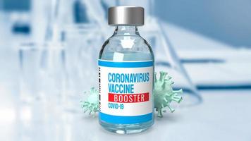 il richiamo del vaccino e il virus in laboratorio per il rendering 3d di concetti medici o scientifici foto