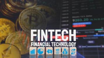 la parola fintech sul background aziendale per il rendering 3d del concetto di tecnologia foto