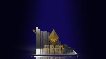 la criptovaluta gold ethereum per il concetto di business rendering 3d, bangkok, tailandia, 02-07-2021. foto