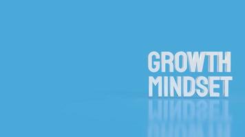 la parola di mentalità di crescita bianca su sfondo blu rendering 3d foto