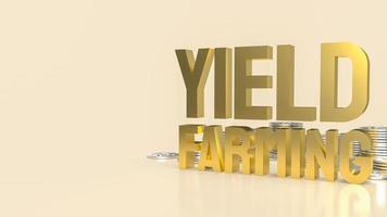 il testo in oro rende l'agricoltura per il rendering 3d del concetto di affari o finanza foto