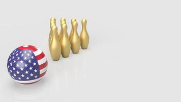 palla usa e bowling d'oro per il rendering 3d di concetto di business foto