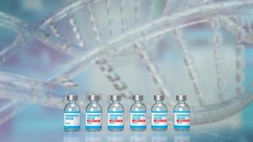 le bottiglie di vaccino per il rendering 3d del concetto covid19 o omicron foto