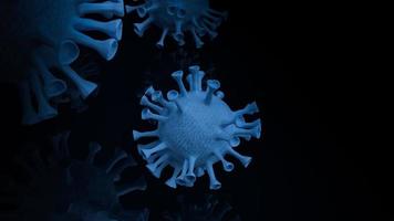 il virus blu in tono scuro per focolai o rendering 3d di contenuti medici foto