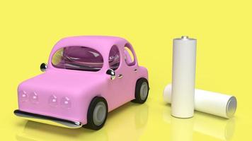 la batteria alcalina e l'auto per il concetto di tecnologia ev auto 3d rendering foto