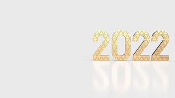 il numero d'oro 2022 su sfondo bianco per il rendering 3d di concetto di nuovo anno o business foto