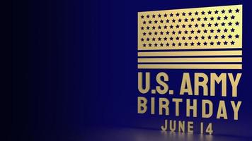 testo di compleanno dell'esercito americano d'oro per il rendering 3d del concetto di vacanza foto