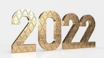il numero d'oro 2022 su sfondo bianco per il rendering 3d di concetto di nuovo anno o business foto