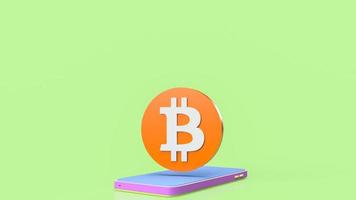 bitcoin sul cellulare per il rendering 3d del concetto di business foto