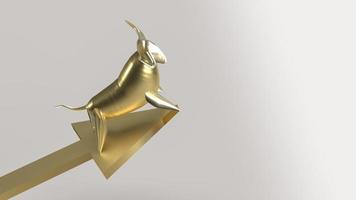 il toro d'oro sulla freccia in alto per il rendering 3d dei contenuti del mercato rialzista foto