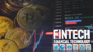 la parola fintech sul background aziendale per il rendering 3d del concetto di tecnologia foto