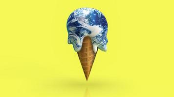 il gelato terrestre che si scioglie per il cambiamento climatico o il concetto di riscaldamento globale rendering 3d foto
