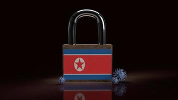 la chiave principale della Corea del Nord per il rendering 3d del concetto di crisi dei virus foto