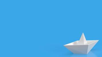 la barca bianca su sfondo blu per il rendering 3d di concetto di business foto