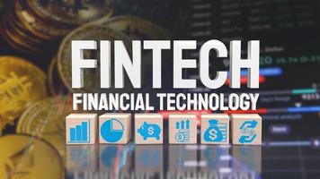 la parola fintech sul background aziendale per il rendering 3d del concetto di tecnologia foto