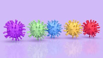 il virus multicolore per il rendering 3d di concetti scientifici o medici foto