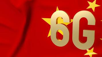 l'oro 6g sulla bandiera cinese per il rendering 3d del concetto di tecnologia o comunicazione foto