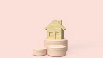 la casa in legno per il rendering 3d di concetto di proprietà o costruzione foto