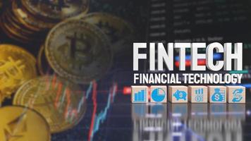 la parola fintech sul background aziendale per il rendering 3d del concetto di tecnologia foto