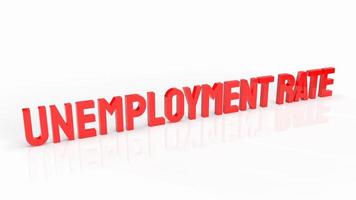il tasso di disoccupazione rosso su sfondo bianco rendering 3d foto