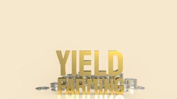 il testo in oro rende l'agricoltura per il rendering 3d del concetto di affari o finanza foto