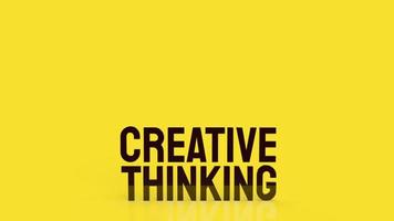 la parola di pensiero creativo su sfondo giallo per il rendering 3d del concetto di idea foto