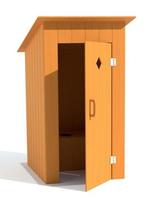 servizi igienici all'aperto rurali in legno 3d rendono l'illustrazione foto