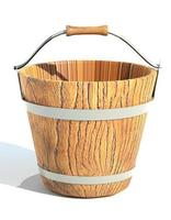 illustrazione di rendering 3d del secchio dell'acqua in legno vecchio retrò foto