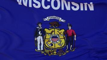 bandiera dello stato del wisconsin, regione degli stati uniti, ondeggiante al vento. illustrazione 3d foto