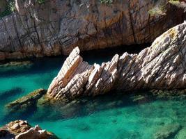 rocce e scogliere con cielo azzurro e mare turchese foto