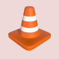 illustrazione stilizzata del cono di traffico 3d foto
