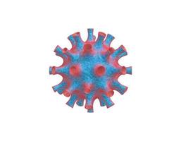 3d che rende realistico il virus rosso blu al microscopio, batterio dell'infezione da coronavirus 2019-ncov su sfondo bianco. foto