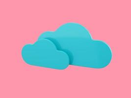due nuvole blu monocolore su sfondo rosa monocromatico. oggetto di design minimalista. Elemento dell'interfaccia ui ux dell'icona di rendering 3d. foto