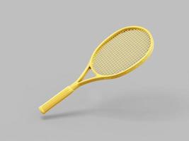 racchetta da tennis monocolore oro su sfondo grigio monocromatico. oggetto di design minimalista. Elemento dell'interfaccia ui ux dell'icona di rendering 3d. foto